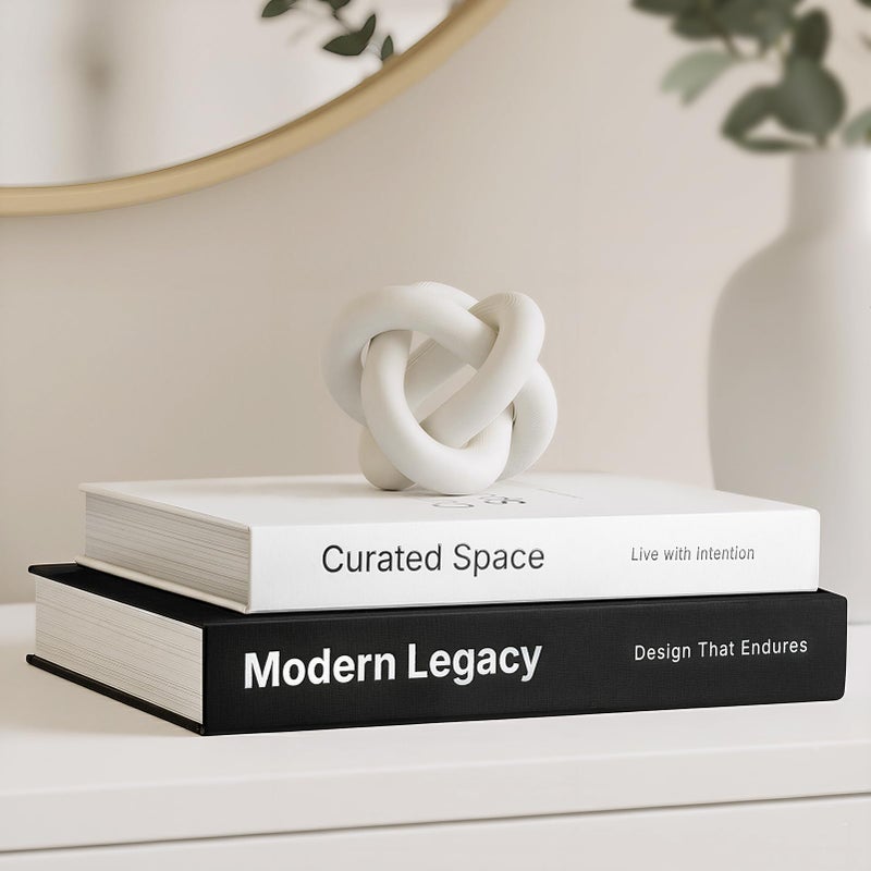 Fveuc Set of 2 Decorative Books with Hidden Storage â€“ Modern Faux Book Box Gift Set for Coffee Table & Shelf Decor â€“ Realistic Fake Books/Hollow Book Safe (White & Black) - Image 1