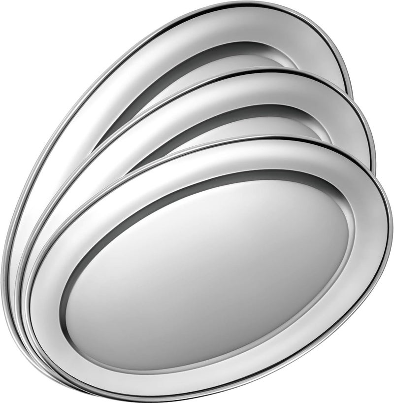 FoldTier طقم صواني تقديم كبيرة من الفولاذ المقاوم للصدأ 3 قطع - Image 1