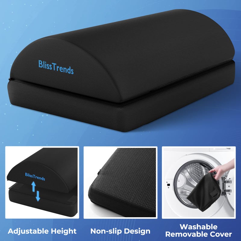 BlissTrends Foot Rest for Under Desk at Work-Versatile Foot Stool with Washable Cover-Comfortable Footrest with 2 Adjustable Heights for Car,Home and Office to Relieve Back,Lumbar,Knee Pain-Black - Image 4