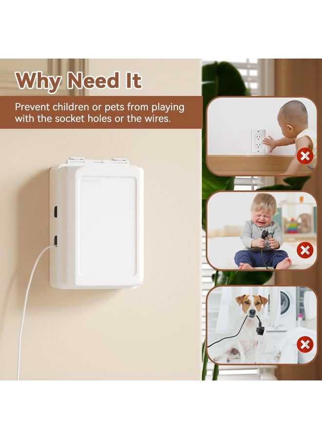 EUDEMON 1 Pack Updated Baby Safety Electrical Outlet Cover Box Childproof Plug Cover - More Space for Large Plugs Easy to Install & Use (White) - Image 2
