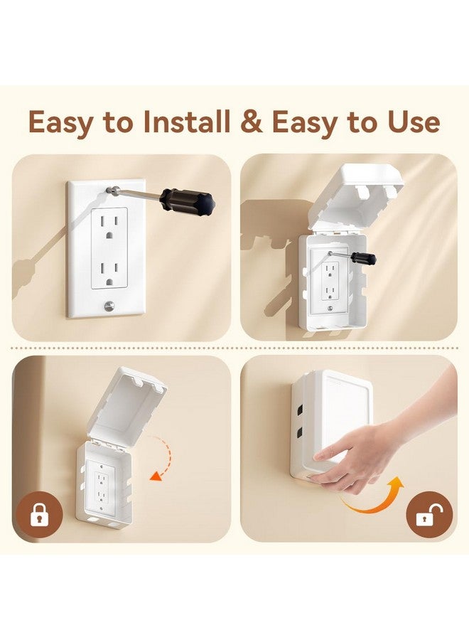 EUDEMON 1 Pack Updated Baby Safety Electrical Outlet Cover Box Childproof Plug Cover - More Space for Large Plugs Easy to Install & Use (White) - Image 4