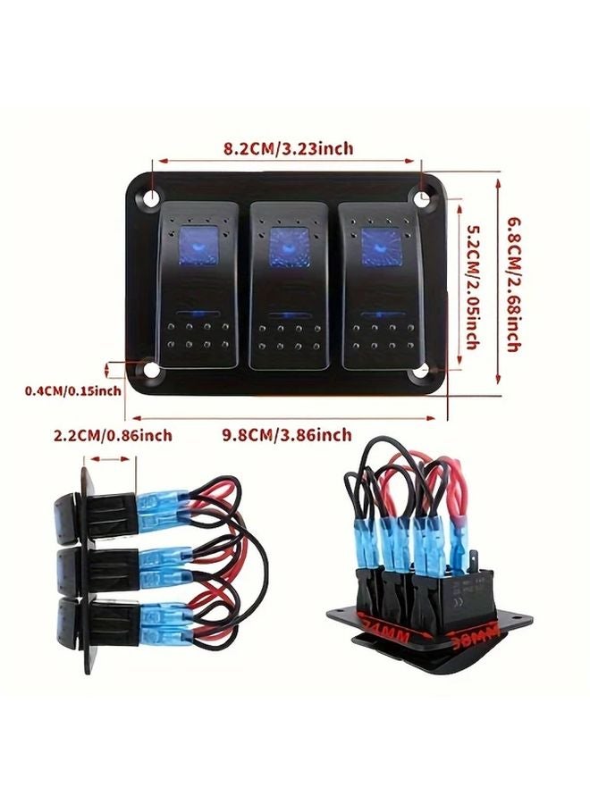 Five Panel Switch Board For Automotive Marine Car Modification Dc12 24V Blue Light - Image 4