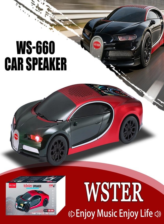 WSTER WS-660 Hypercar Bluetooth Replica Speaker with LED Starry-Sky Display, Portable with HD Sound, LED Party Light, TWS Pairing, FM/USB/TF Playback, Built-in Mic, Best Gift for Hypercar Lovers (Red) - Image 2