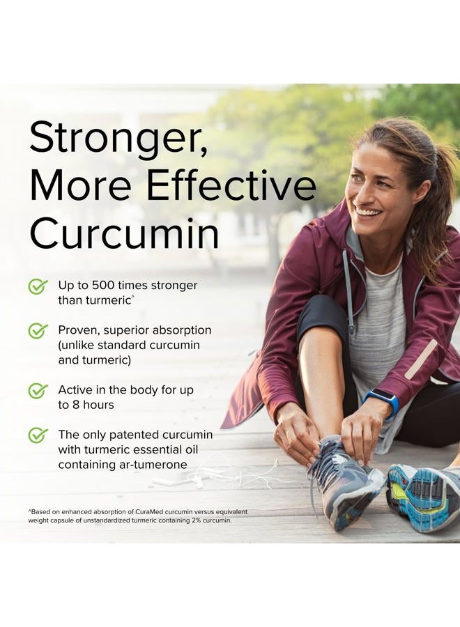CuraMed 500mg - Antioxidant Supplement for Brain & Immune Health Support - Supplement with Curcumin & Turmeric Essential Oil - Herbal Liver Support - 60 Softgels
