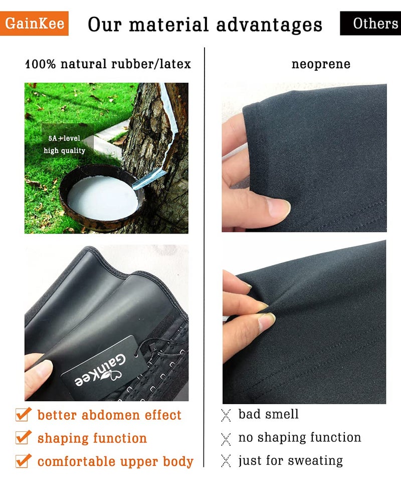 GainKee Latex Men Waist Trainer Corsets With Steel Bone Sweat Sauna Suit For Fitness (Medium) - Image 4