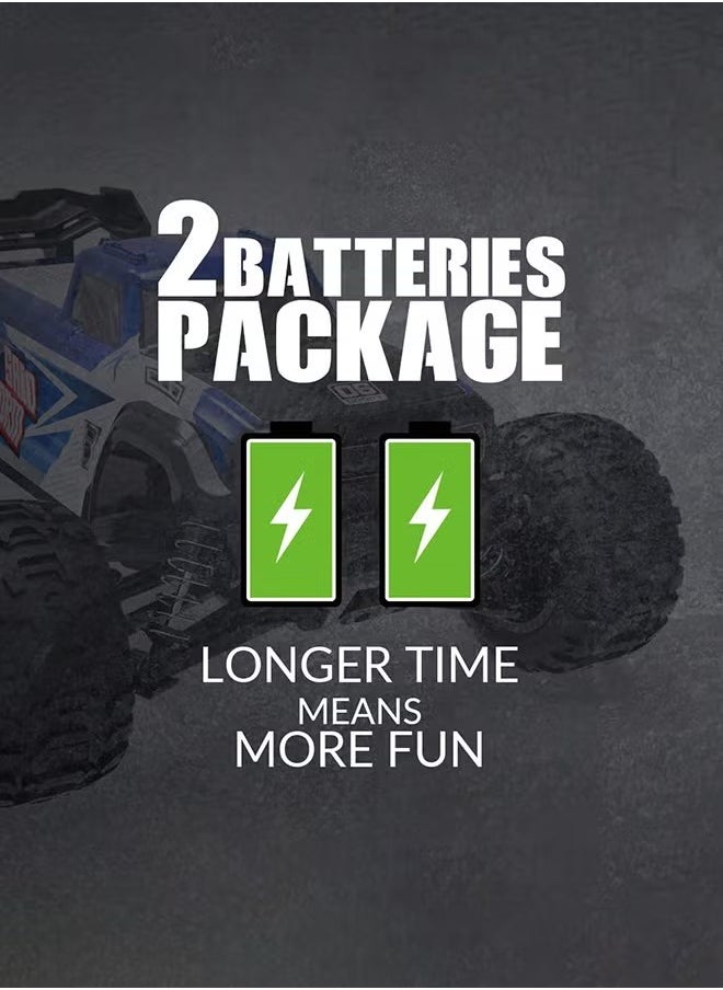 Mi VAZA Remote Control RC Car, 1:16 Climbing All Terrain Drift Off Road Vehicle, High Speed Electric Waterproof RC Monster Toy, Strong And Durable 4x4 Off Road Truck For Kids Adults, (Blue And Black)  - Image 4