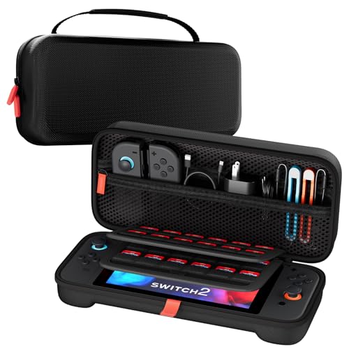 ProCase Carrying Case for Nintendo Switch 2 2025 with 24 Game Card Slots Hard Portable Travel Case Storage Bag Protective Pouch for 2025 Nintendo Switch 2 Console AC Adapter Accessories BlackL - Image 1