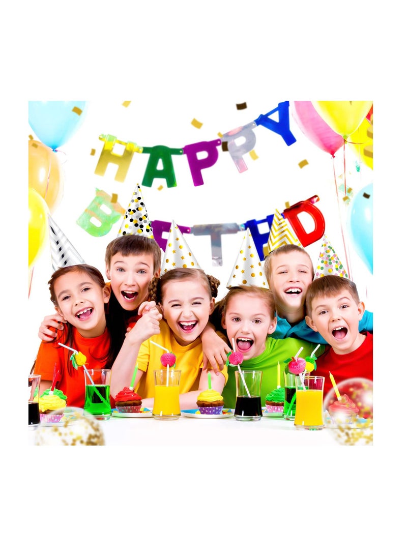 Y&D Birthday Party Hats 18 Pcs Assorted Paper Hat for Kids Happy Cone Art Craft Caps Decorations Supplies Funny Baby Shower Jamboree Favors Photo Props, 9 Designs - Image 4