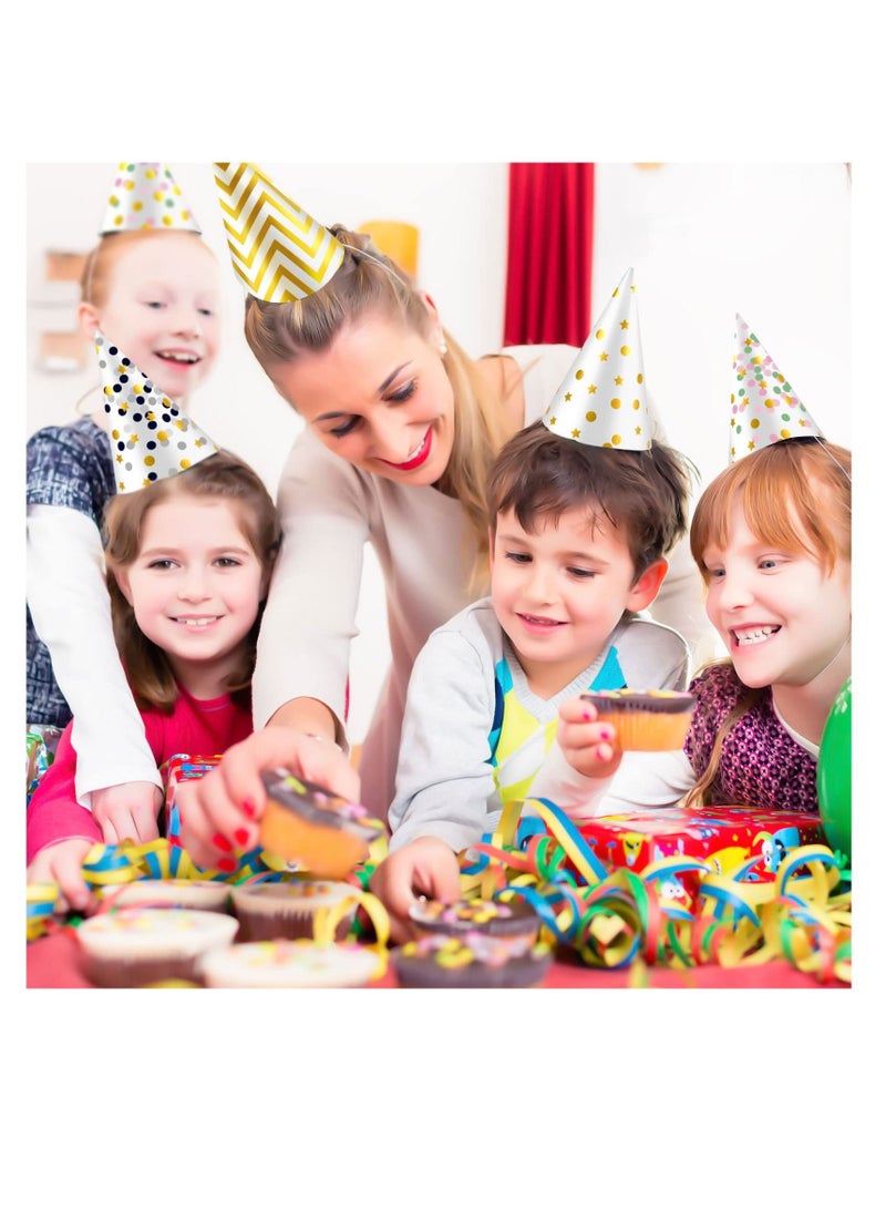 Y&D Birthday Party Hats 18 Pcs Assorted Paper Hat for Kids Happy Cone Art Craft Caps Decorations Supplies Funny Baby Shower Jamboree Favors Photo Props, 9 Designs - Image 5