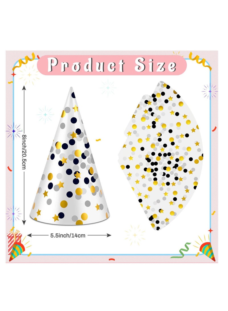 Y&D Birthday Party Hats 18 Pcs Assorted Paper Hat for Kids Happy Cone Art Craft Caps Decorations Supplies Funny Baby Shower Jamboree Favors Photo Props, 9 Designs - Image 2