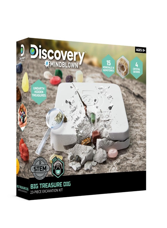 Discovery™ Big Treasure Dig STEM Kit - 23-Piece Excavation Set for Kids| Dig for 15 Gemstones, 4 Crystal Geodes & Pyrite Nuggets| Real Tools| Educational Geology Toy| Science Activity Gift| Ages 8+ - Image 4