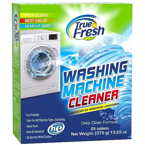 True Fresh Washing Machine Cleaner Tablets – 25-Pack Deep Cleaning for Front Loader, Top Load & HE Washers – Helps Remove Odor-Causing Residues, Pet Hair & Hard Water Buildup – Septic Safe - Image 1