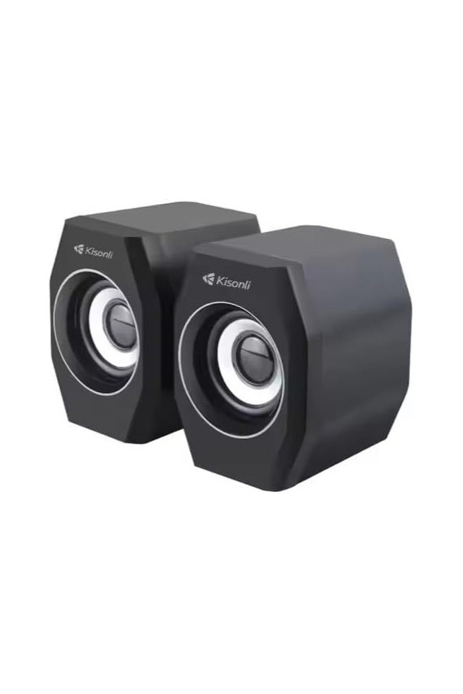 Kisonli Computer Speake A-101S Mini Computer Speaker - Innovative Mini USB Speaker for Tablet and Phone - Black - Image 3