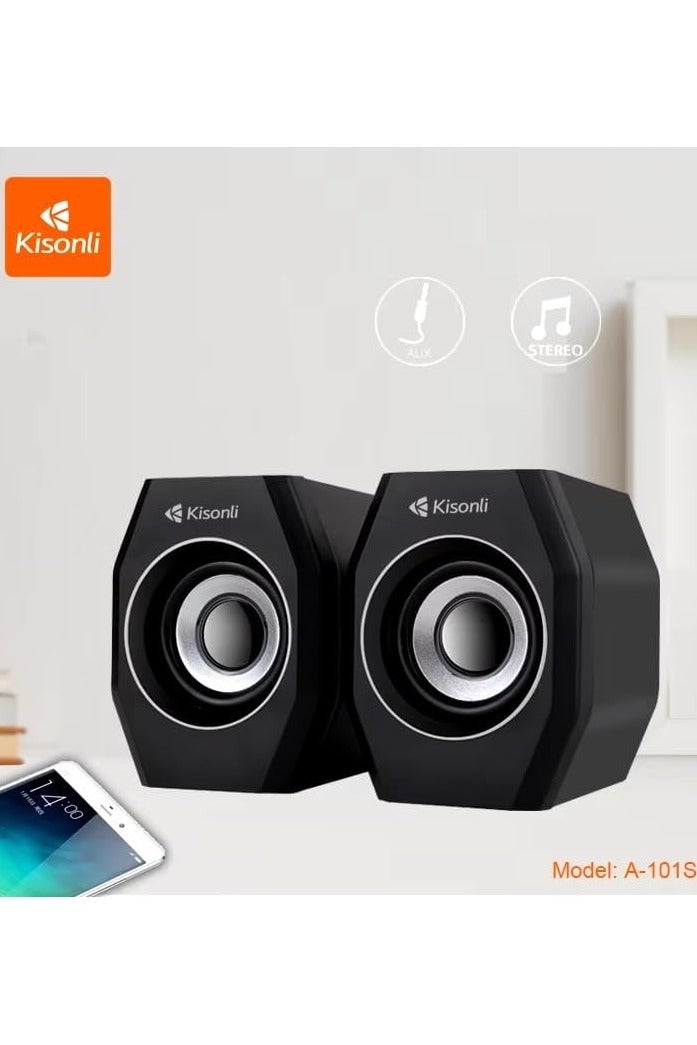 Kisonli Computer Speake A-101S Mini Computer Speaker - Innovative Mini USB Speaker for Tablet and Phone - Black - Image 4