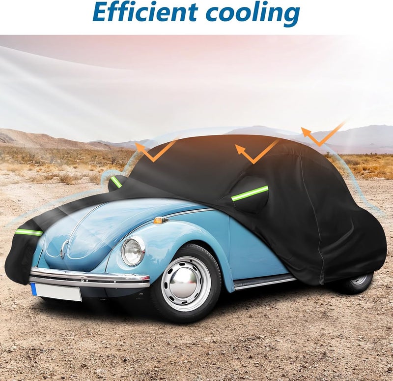 BIGACOVER Custom Fit Waterproof Car Cover for Volkswagen Beetle Bug 2-Door (1960-1980) with Zipper & Storage Bag - Image 4