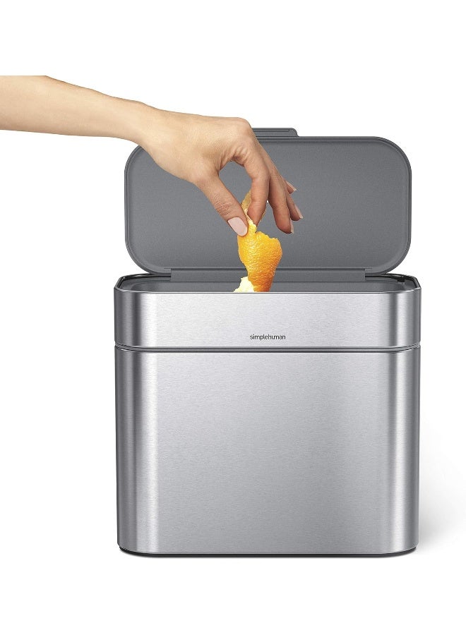 simplehuman Compost Caddy, Detachable and Countertop Bin, 4 Liter / 1.06 Gallon, Brushed Stainless Steel - Image 5