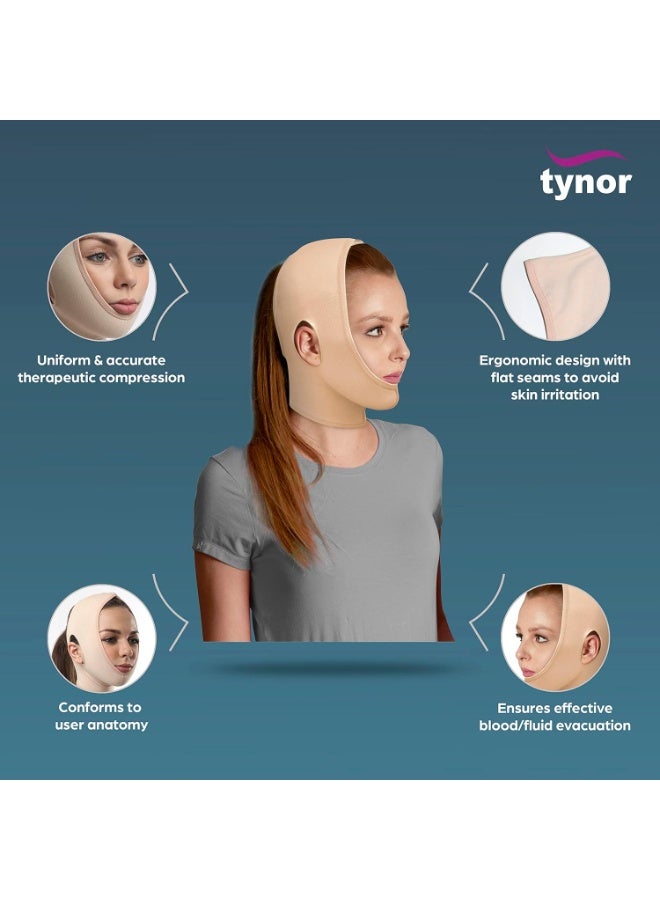 Tynor Compression Garment Face Open Hood |Post-Surgery Support, Adjustable & Comfortable for Men & Women | Universal Fit (Beige - 1 Unit) - Image 3