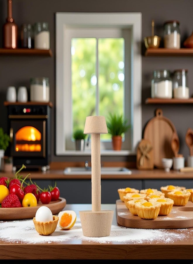 WLngtv 2 Pcs Woodiness Tart Tamper Pastry Tamper Double Side Wooden Egg Tart Tamper Mold DIY Cake Pastry Pusher for Kitchen Party Baking Tools, Pie, Tart and Quiche Pans - Image 2