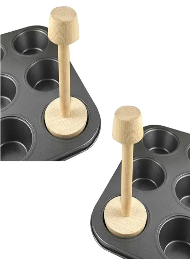 WLngtv 2 Pcs Woodiness Tart Tamper Pastry Tamper Double Side Wooden Egg Tart Tamper Mold DIY Cake Pastry Pusher for Kitchen Party Baking Tools, Pie, Tart and Quiche Pans - Image 1