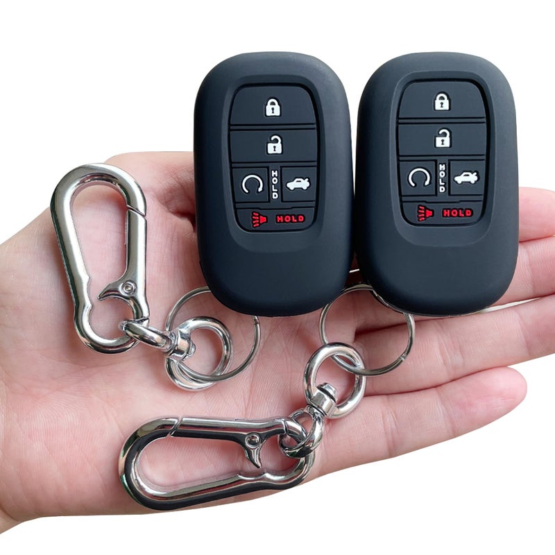 TANDRIVE Key Fob Cover for 5 Buttons Honda 2022 2023 2024 2025 Civic Accord HRV Pilot CRV Silicone 2Pack Black
