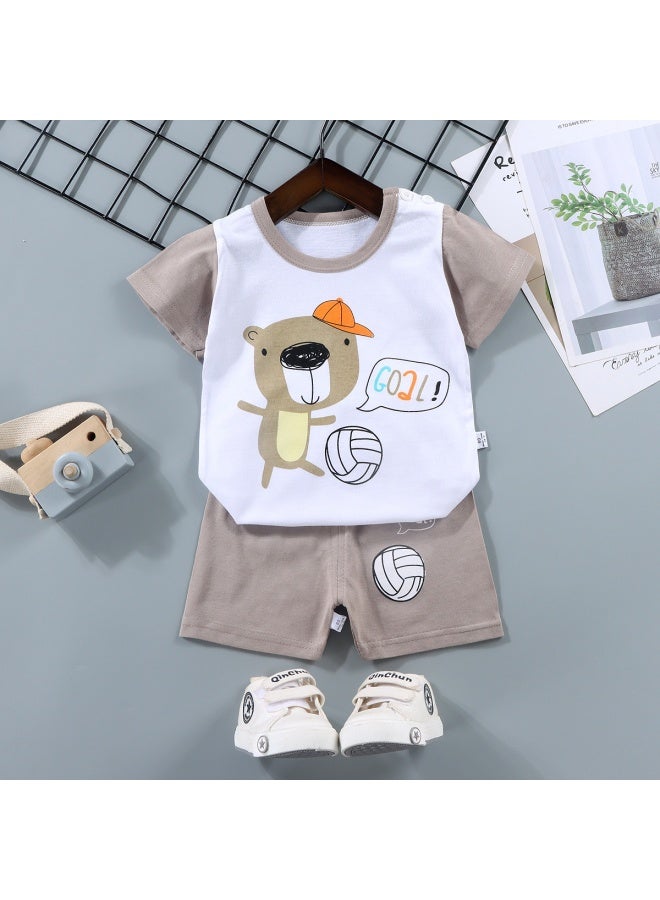Children's Short-sleeved Suit Pure Cotton Boy's T-shirt Baby Summer Kidsren's Clothing Girl's Shorts Baby Clothes Summer Clothing