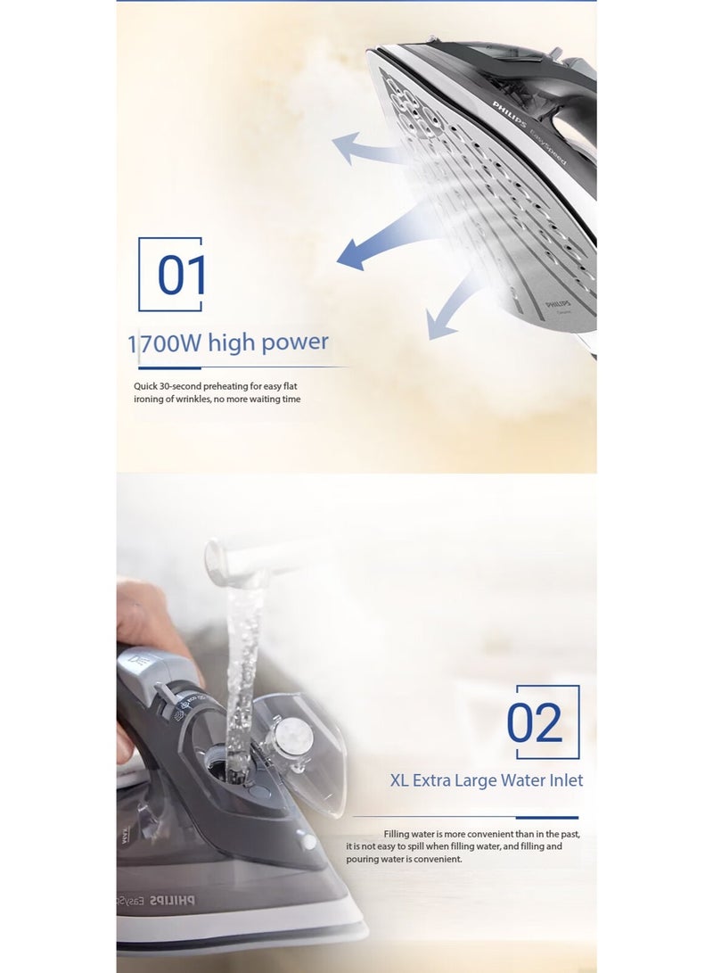 Philips Steam Iron - 100g Steam Boost, Ceramic Soleplate, 4 Steam Settings, Dry & Wet Ironing 220 ml 1700 W GC1752 Grey - Image 3