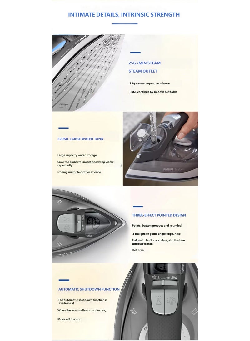 Philips Steam Iron - 100g Steam Boost, Ceramic Soleplate, 4 Steam Settings, Dry & Wet Ironing 220 ml 1700 W GC1752 Grey - Image 5