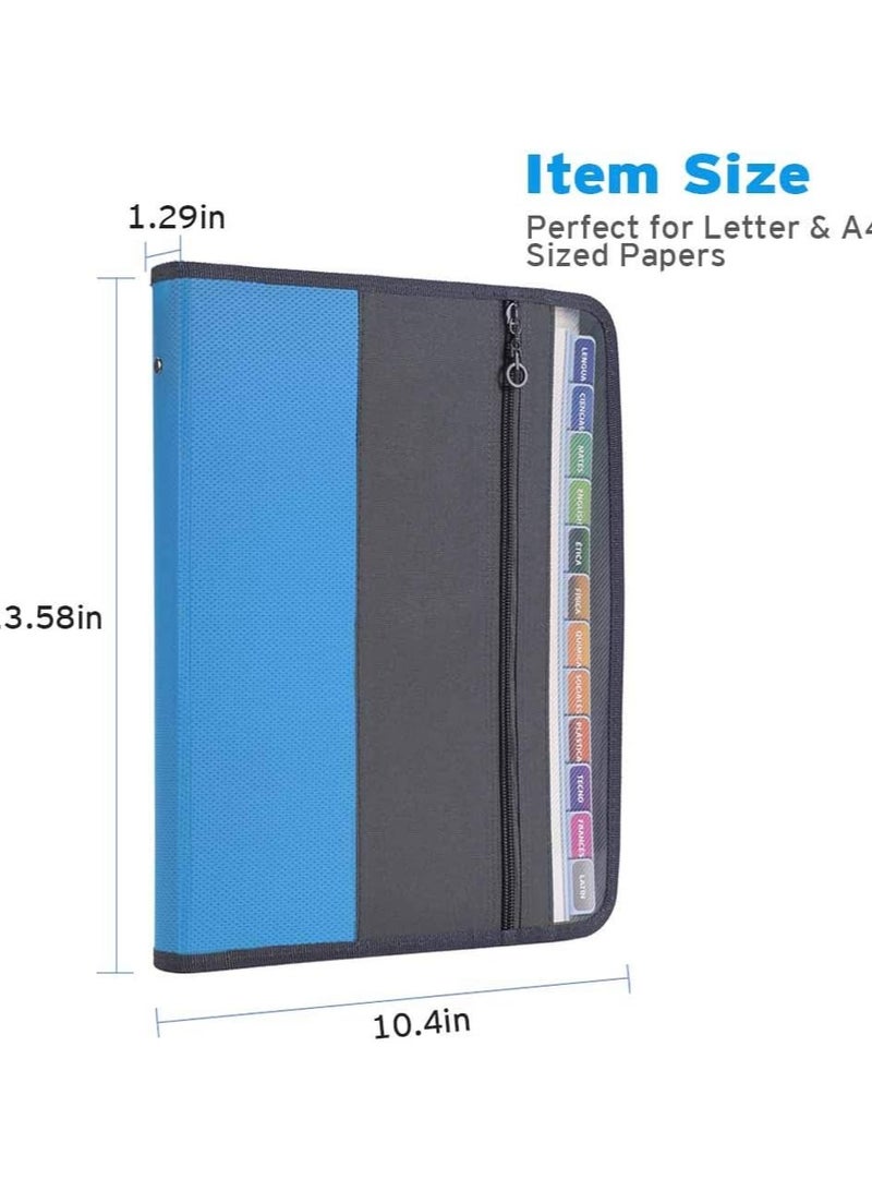 Bukela Accordion File Organizer with Safe Zipper, 12 Pocket Expanding File Folder with Front Pencil Pouch, Portable Monthly Paper Bill Tax Receipt Organizer, School Office Supplies, Letter Size, Blue  - Image 5