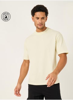 Styli Solid Oversized Terry Crew Neck T-Shirt  - Image 1