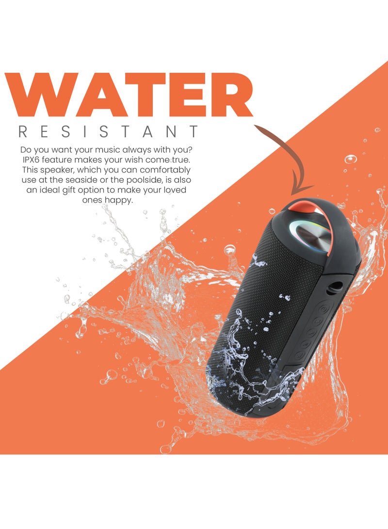 Moodix KI23KS162 Water Resistant Bluetooth Speaker with TF Card and USB Port, Black - Image 3