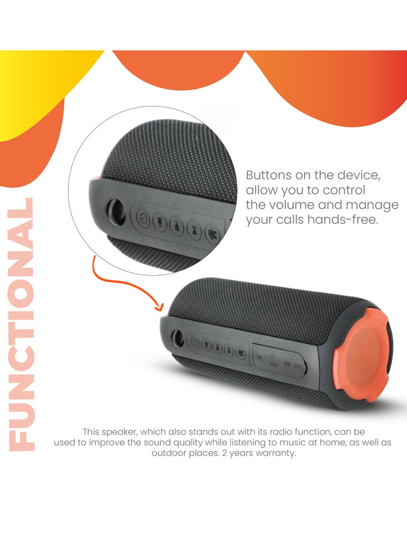 Moodix KI23KS162 Water Resistant Bluetooth Speaker with TF Card and USB Port, Black - Image 5