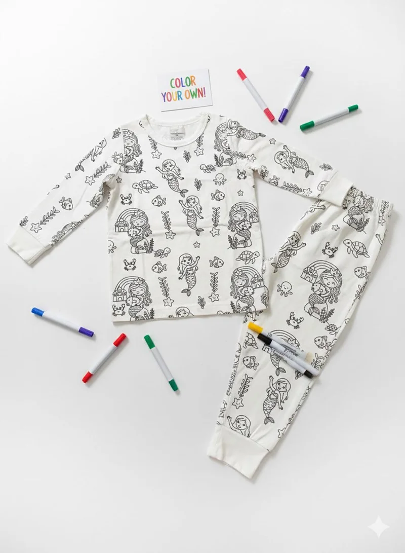 babyqlo girls color your own cotton pajama set