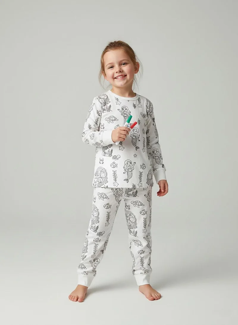 babyqlo girls color your own cotton pajama set