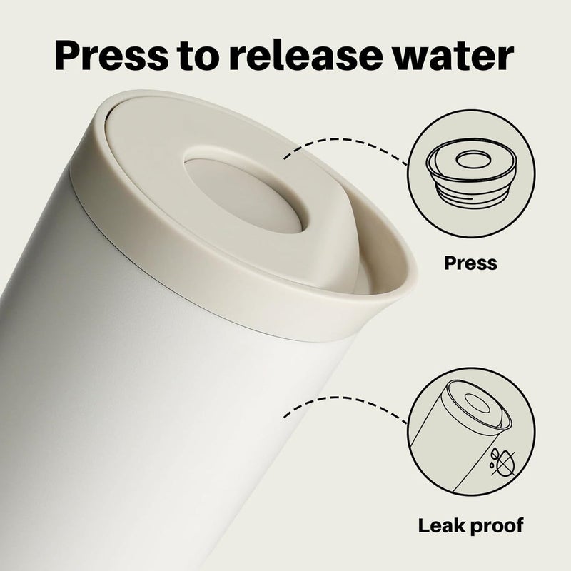 bottle bottle Insulated Stainless Steel Travel Mug, 350ml Capacity, Coffee Cup with Push Button, Lid Keeps Cold and Hot for 12 Hours - Grey - Image 3