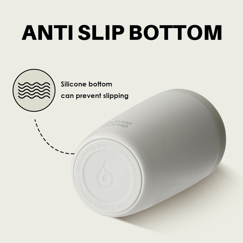 bottle bottle Insulated Stainless Steel Travel Mug, 350ml Capacity, Coffee Cup with Push Button, Lid Keeps Cold and Hot for 12 Hours - Grey - Image 4