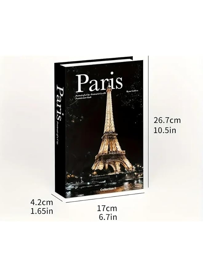 The Bros Decorative Book Storage Box Set, 3 Pieces, Paris London New York Theme, Fashion Coffee Table Decor, White and Black - Image 3