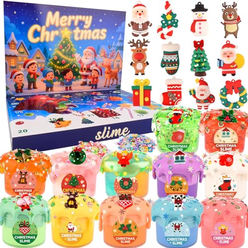 WUJYLY Christmas Slime Kit Xmas Slime NonSticky Soft Stretchy Slime Party Favors for Kids Perfect for Christmas Stocking Stuffers for Girls Boys - Image 1