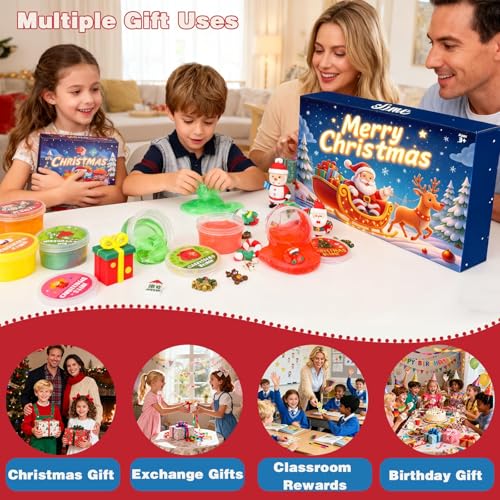 WUJYLY Christmas Slime Kit Xmas Slime NonSticky Soft Stretchy Slime Party Favors for Kids Perfect for Christmas Stocking Stuffers for Girls Boys - Image 5