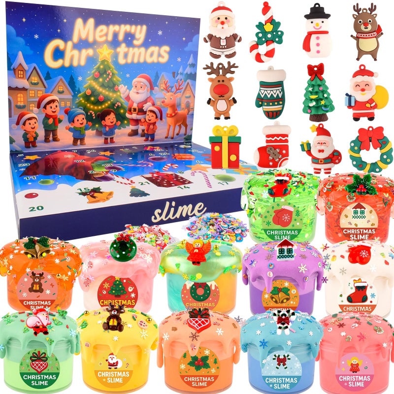 WUJYLY Christmas Slime Kit Xmas Slime NonSticky Soft Stretchy Slime Party Favors for Kids Perfect for Christmas Stocking Stuffers for Girls Boys - Image 3