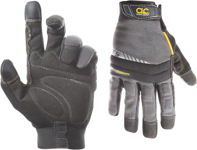 Custom Leathercraft CLC 125S Handyman Flex Grip Work Gloves - Shrink Resistant, Improved Dexterity, Tough and Stretchable with Excellent Grip