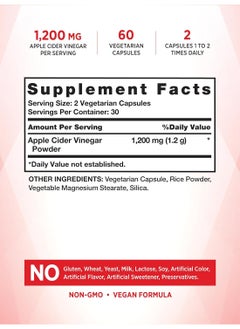 Nature's Truth Apple Cider Vinegar Capsules 1200 Mg 60 Veggie Pills Extra Strength Vegan Nongmo And Gluten Free Supplement  - Image 3