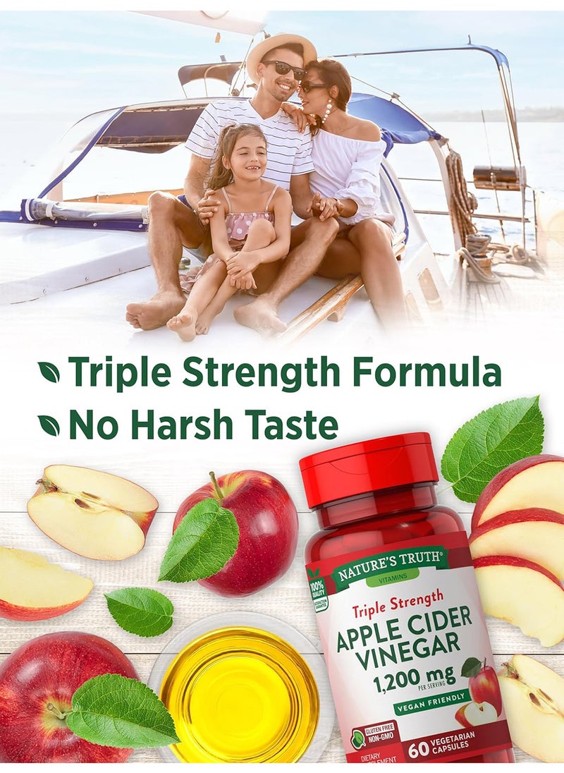 Nature's Truth - Apple Cider Vinegar Capsules 1200 Mg 60 Veggie Pills Extra Strength Vegan Nongmo And Gluten Free Supplement - Image 1