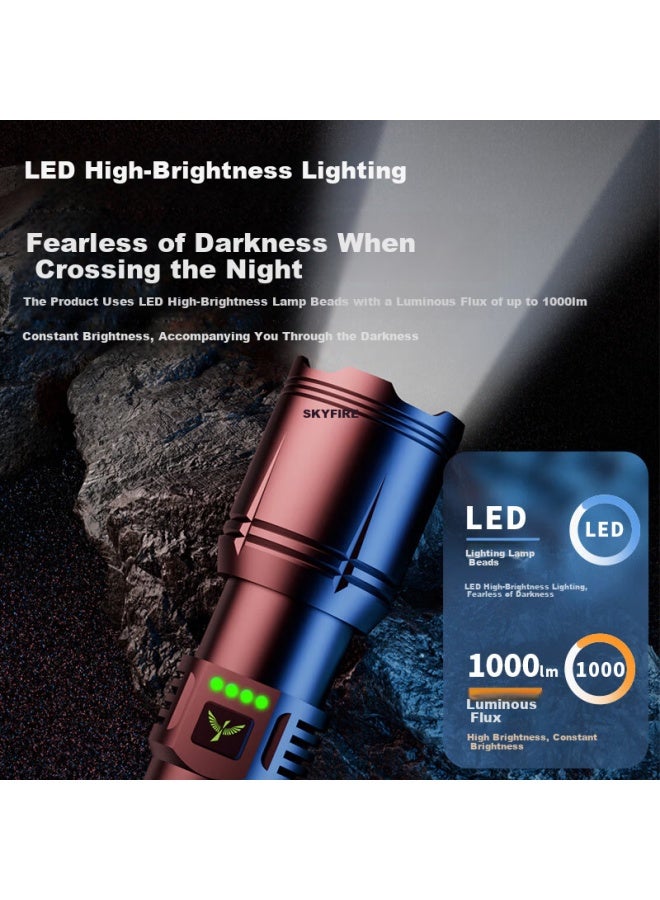 SkyFire Tianhuo Flashlight Little Eye High Brightness Long Battery Life Laser Zoom Rechargeable Outdoor Military Home Use - Image 3
