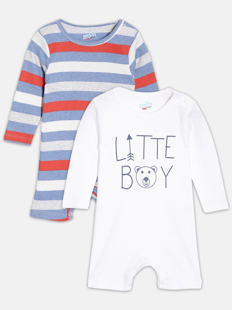 برون رومبرز قطن عضوي مطبوع متعدد الألوان والأبيض للأطفال الرضع الأولاد عبوة من - Image 1