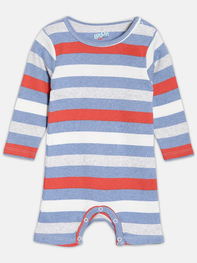 Broon Broon Infant Boys Multicolor and White Printed Organic Cotton Rompers Pack of 2