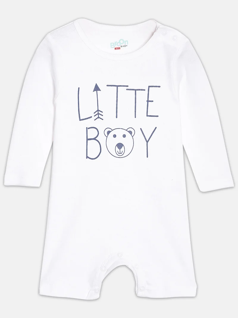Broon Broon Infant Boys Multicolor and White Printed Organic Cotton Rompers Pack of 2