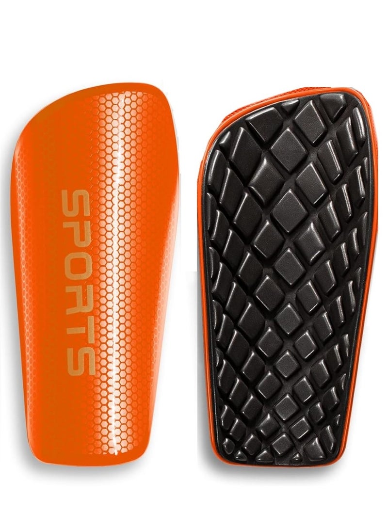 Generic Soccer Shin Guards for Kids Youth Adults Protective Soccer Equipment Orange  - Image 1
