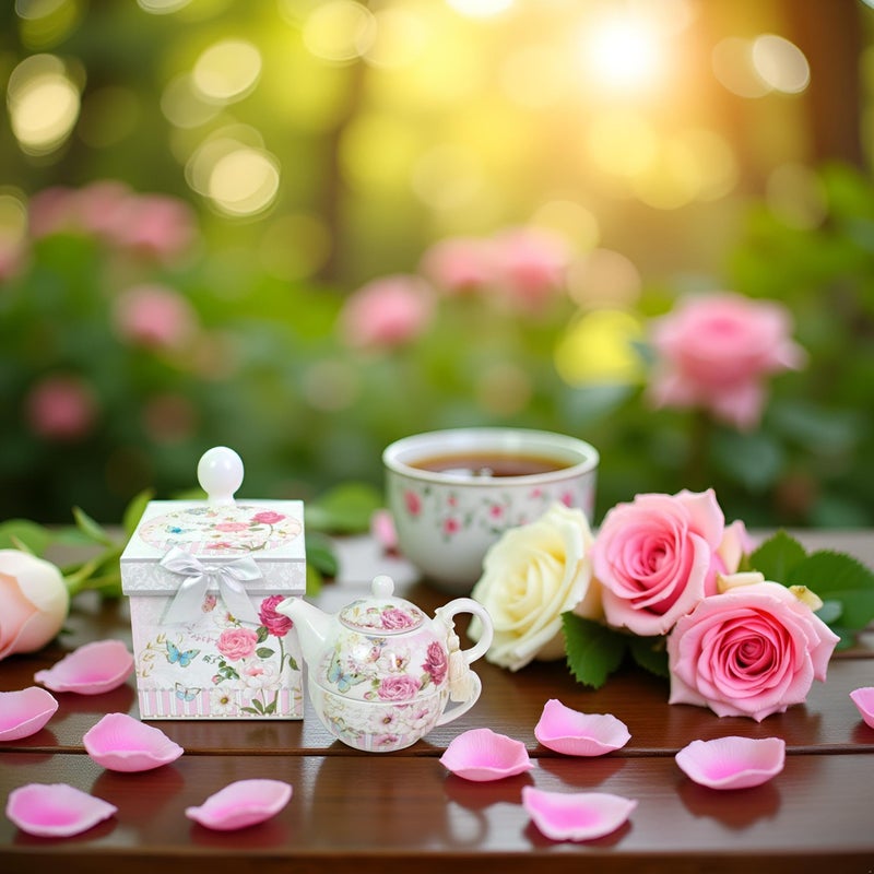 Lightahead Bone China Tea for One Set in Rose Design, in attractive Reusable Handmade Gift Box (With Ribbon) - Image 5