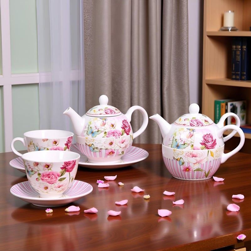 Lightahead Bone China Tea for One Set in Rose Design, in attractive Reusable Handmade Gift Box (With Ribbon) - Image 4