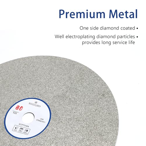 SCOTTCHEN Diamond Flat Lap Wheel 8" x 1/2" Grinding Sanding Disc Lapping Polishing Disc-80 Grit - Image 3